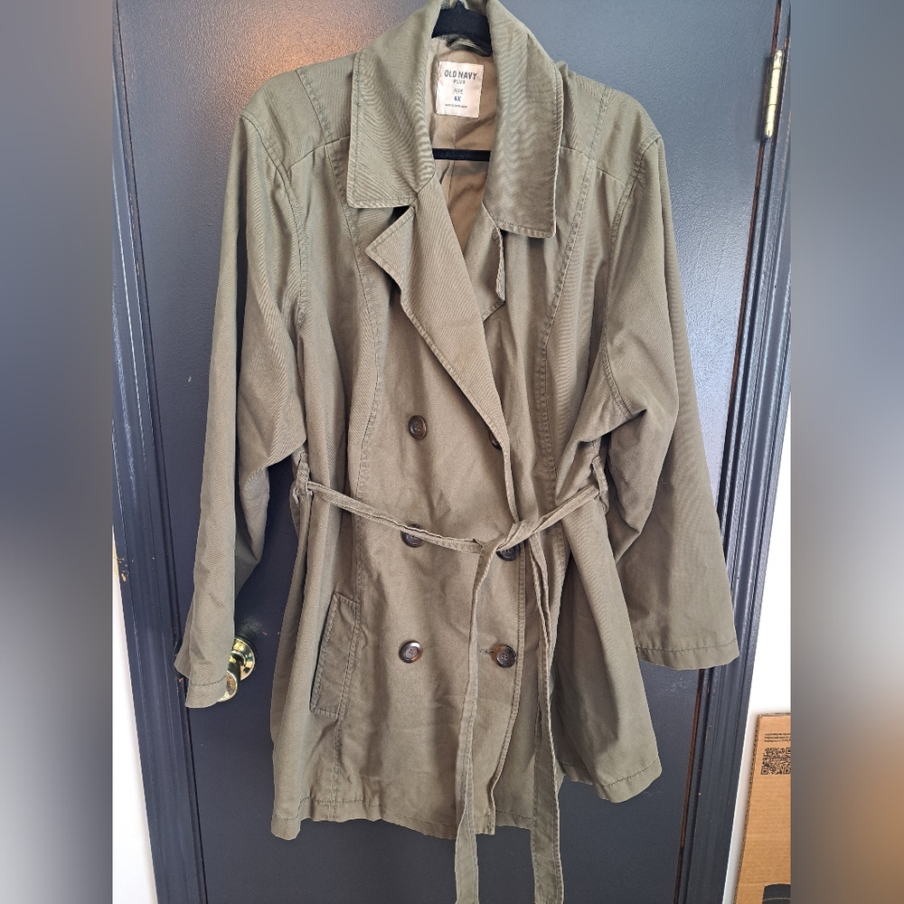 Women's plus size olive green peacoat